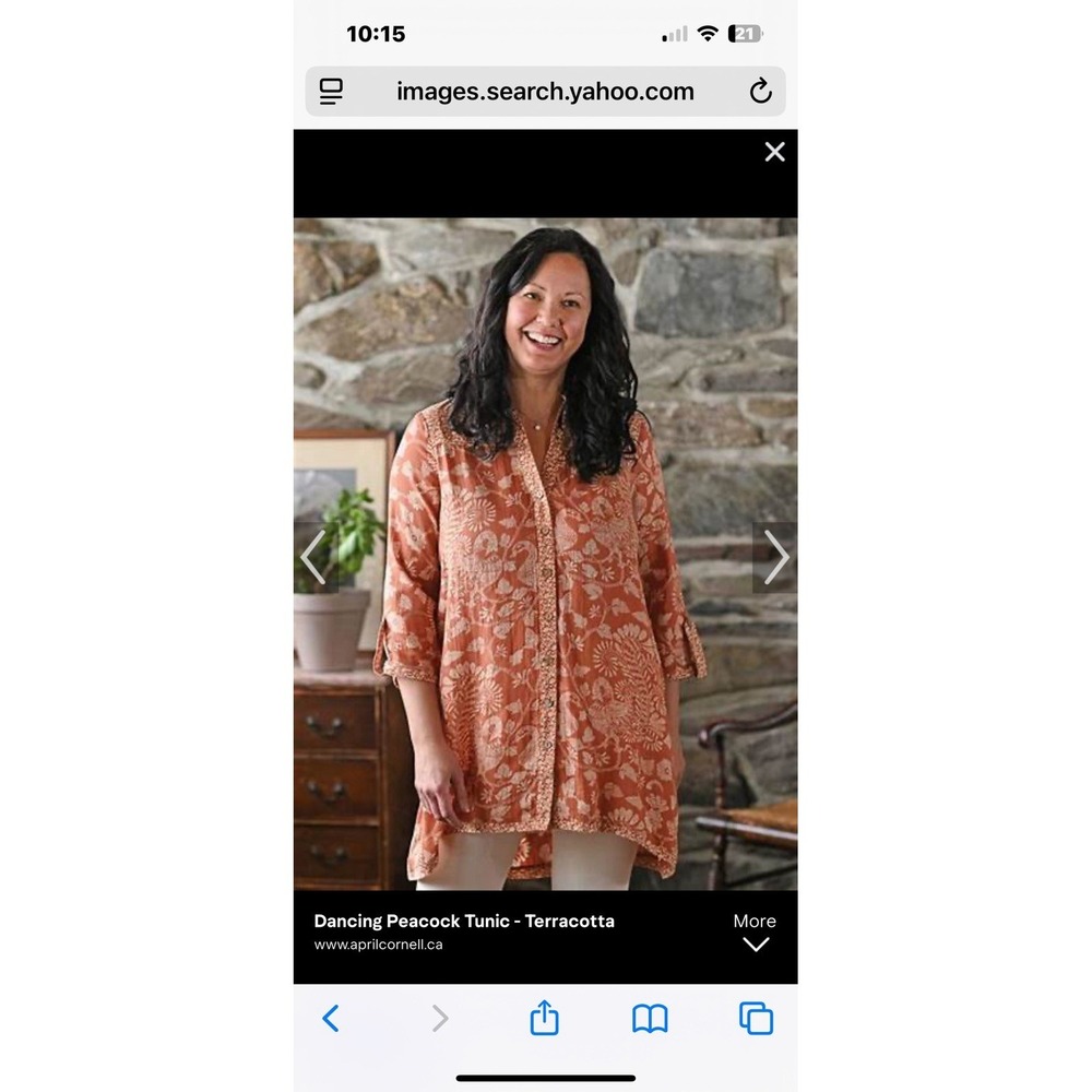 April Cornell Dancing Peacock Tunic Pockets SZ M NWT